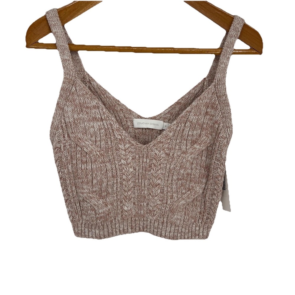 Jonathan Simkhai Cable Knit Tank Womens Wool Blend Crop‎ Top Coquette Indie